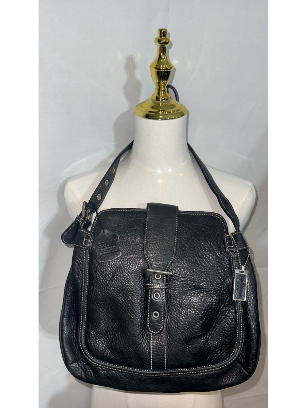 Vintage Covington Leather Shoulder Bag Black Adjustable Strap Women’s